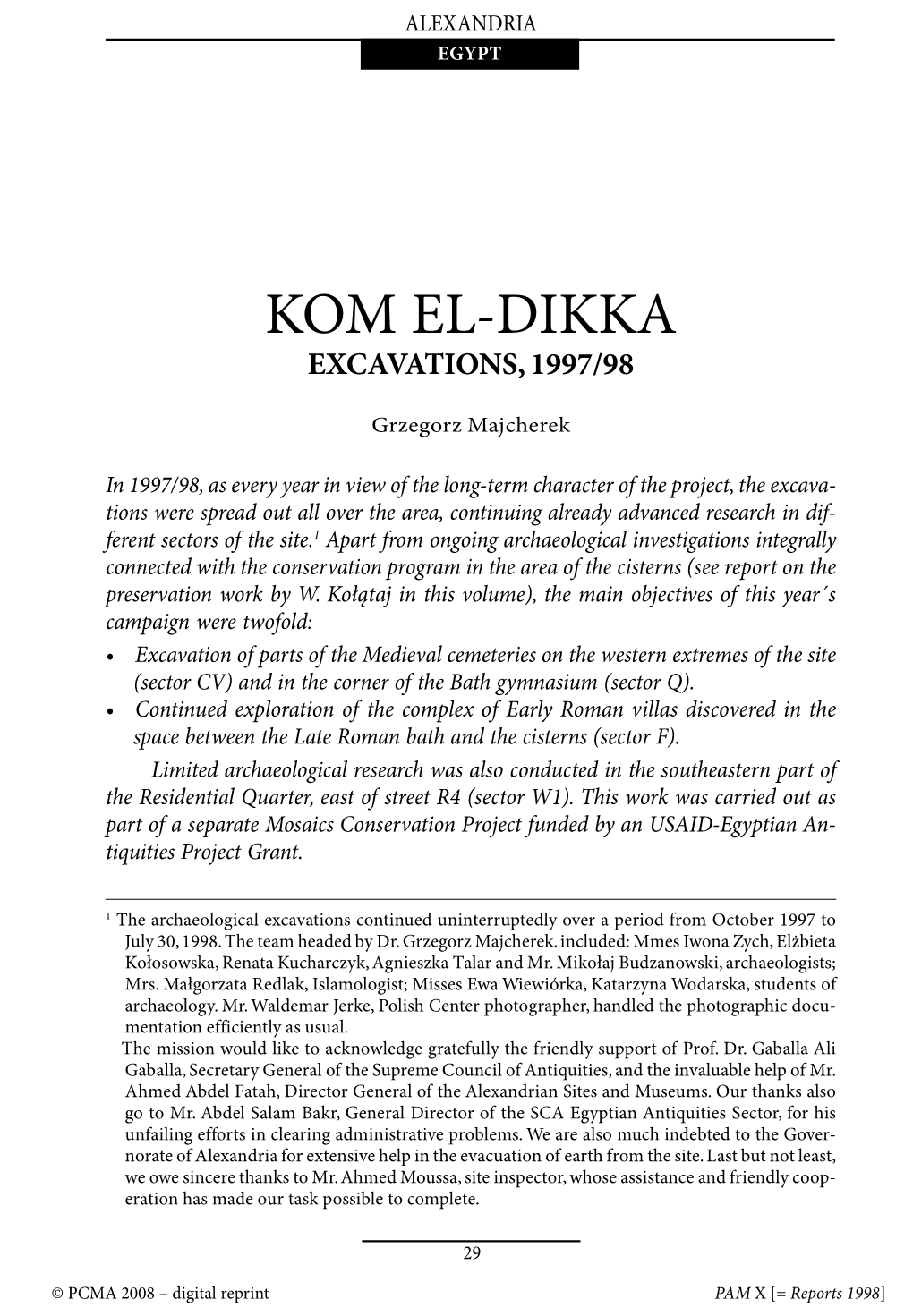 Kom El-Dikka Excavations, 1997/98