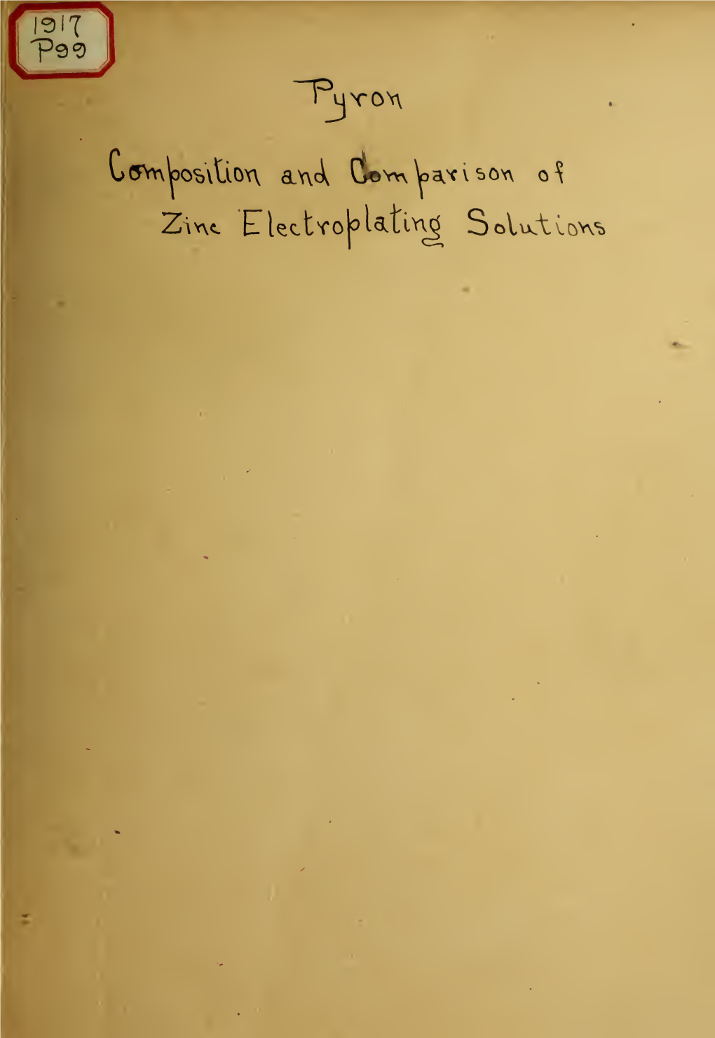 The Composition and Comparison of Zinc Electroplating Solutions