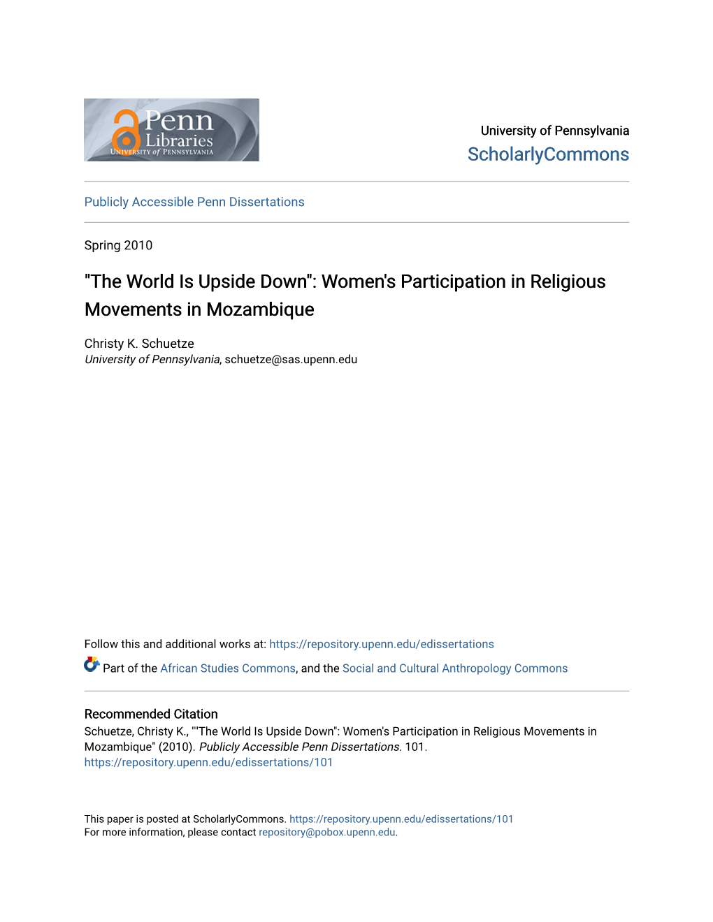 Women's Participation in Religious Movements in Mozambique