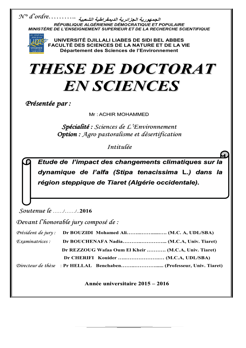 These De Doctorat En Sciences