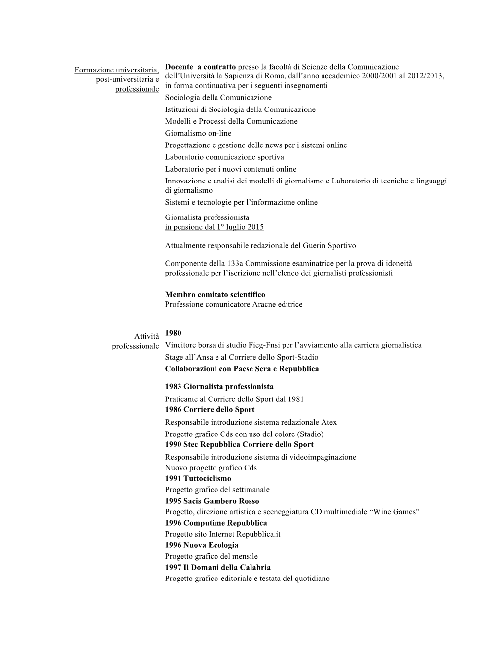 Visualizza Il Curriculum