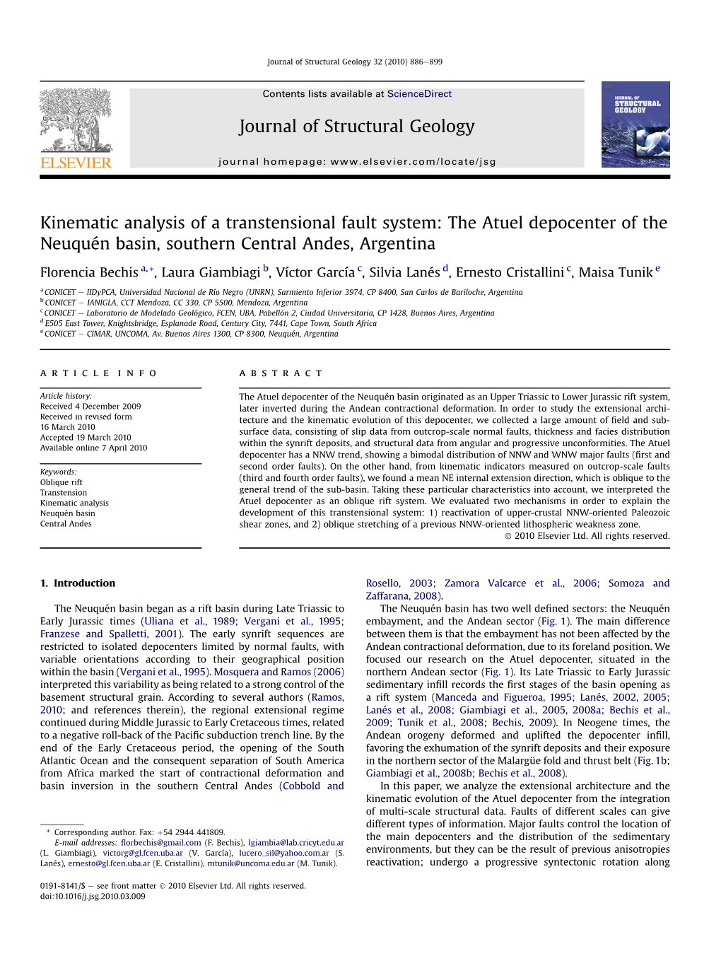 Kinematic Analysis of a Transtensional Fault System: the Atuel Depocenter of the Neuquen Basin, Southern Central Andes, Argentin