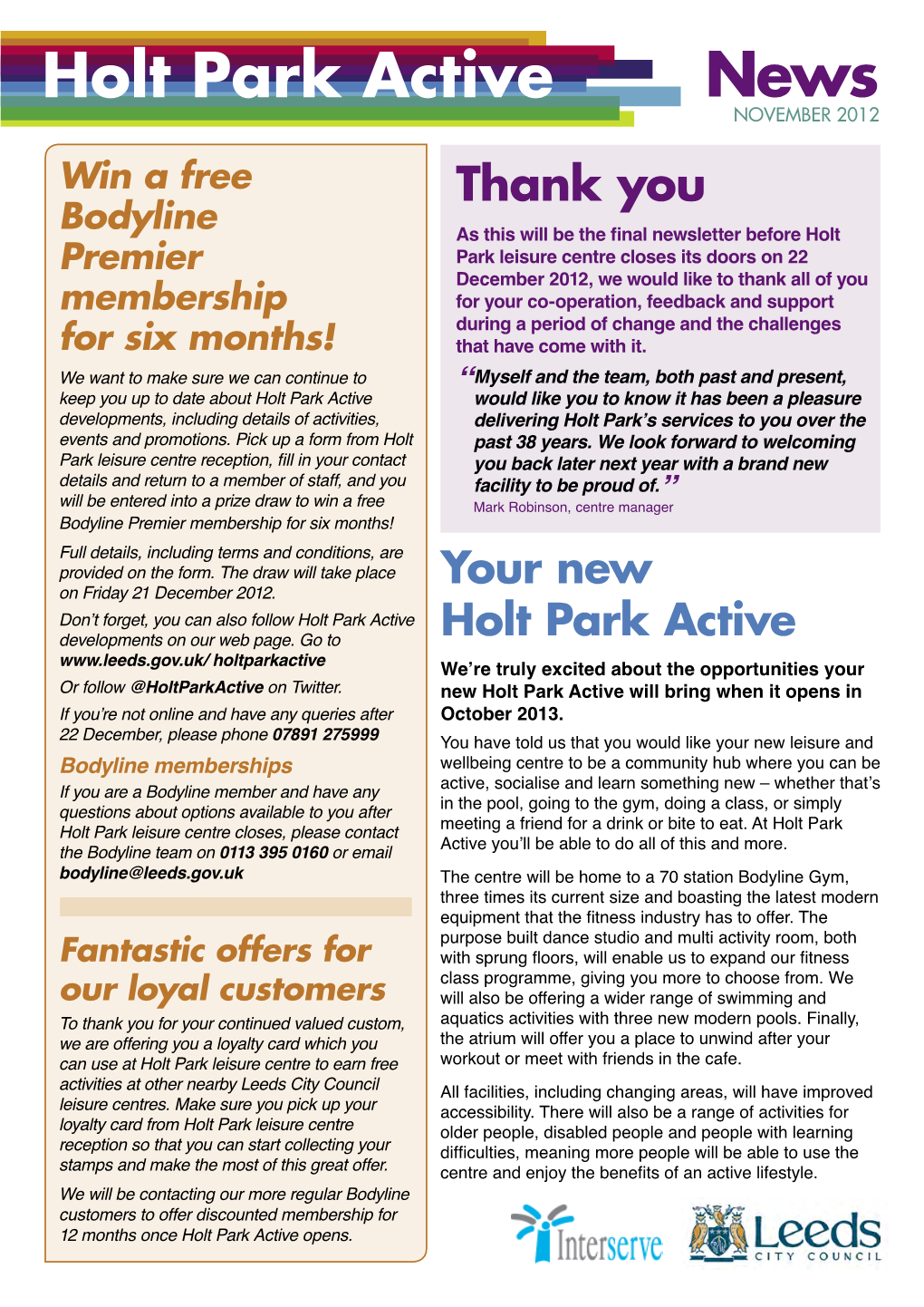 Holt Park Active News