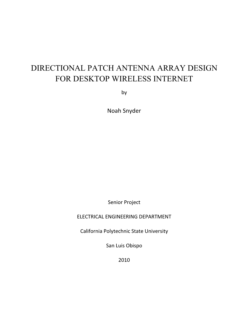 Directional Patch Antenna Array Design for Desktop Wireless Internet