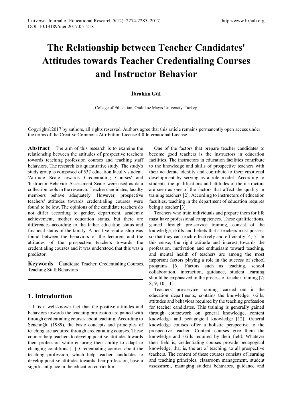 The Relationship Between Teacher Candidates' Attitudes Towards Teacher Credentialing Courses and Instructor Behavior