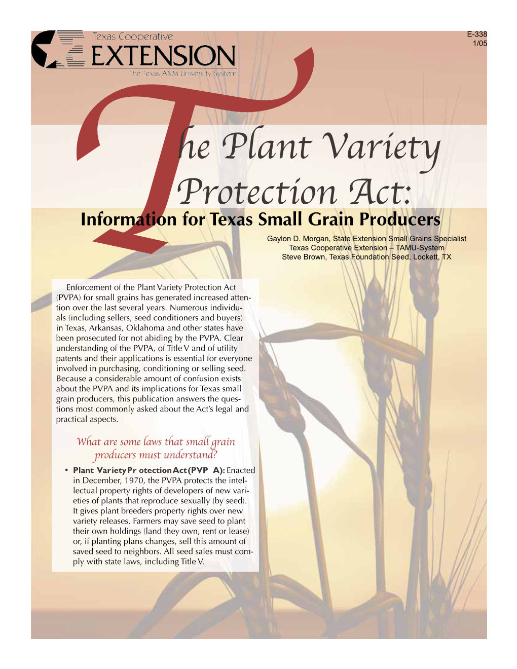 The Plant Variety Protection Act