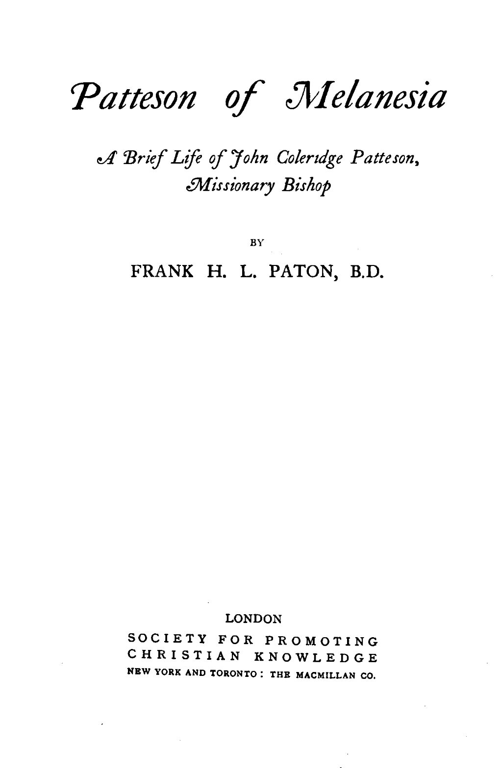 Patteson of :Jl;Felanesia