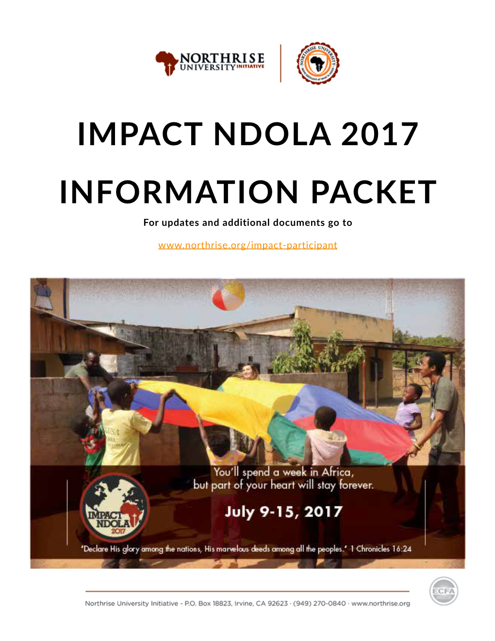 IMPACT NDOLA 2017 INFORMATION PACKET for Updates and Additional Documents Go To