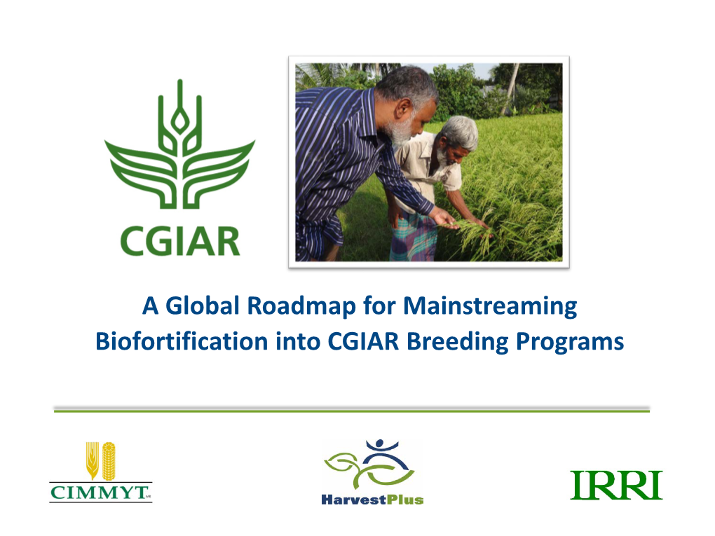 A Global Roadmap for Mainstreaming Biofortification Into CGIAR Breeding Programs Dietary Diversity