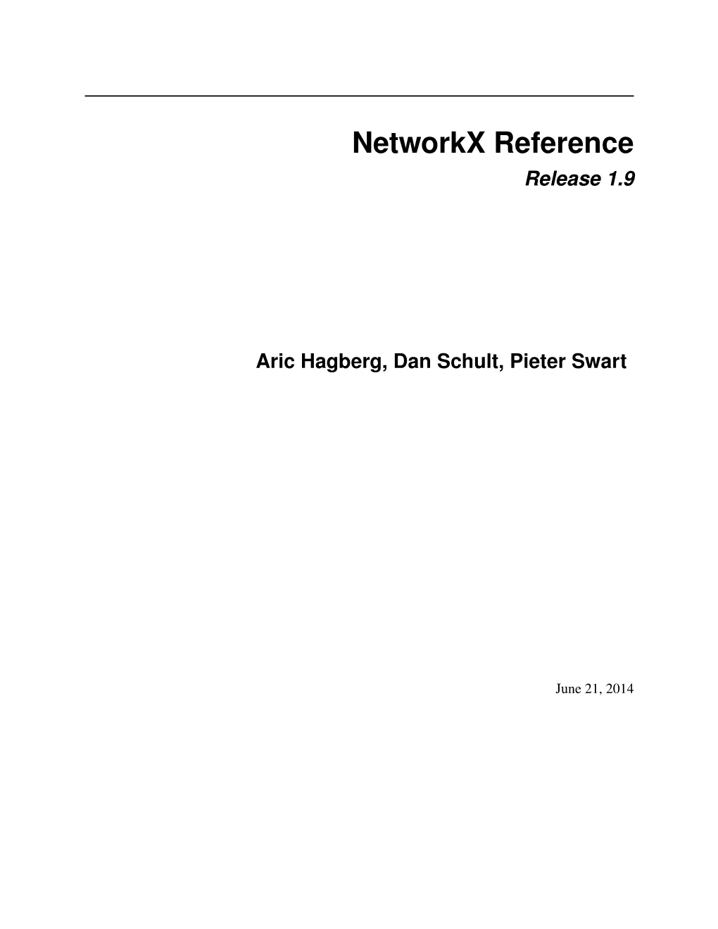 Networkx Reference Release 1.9