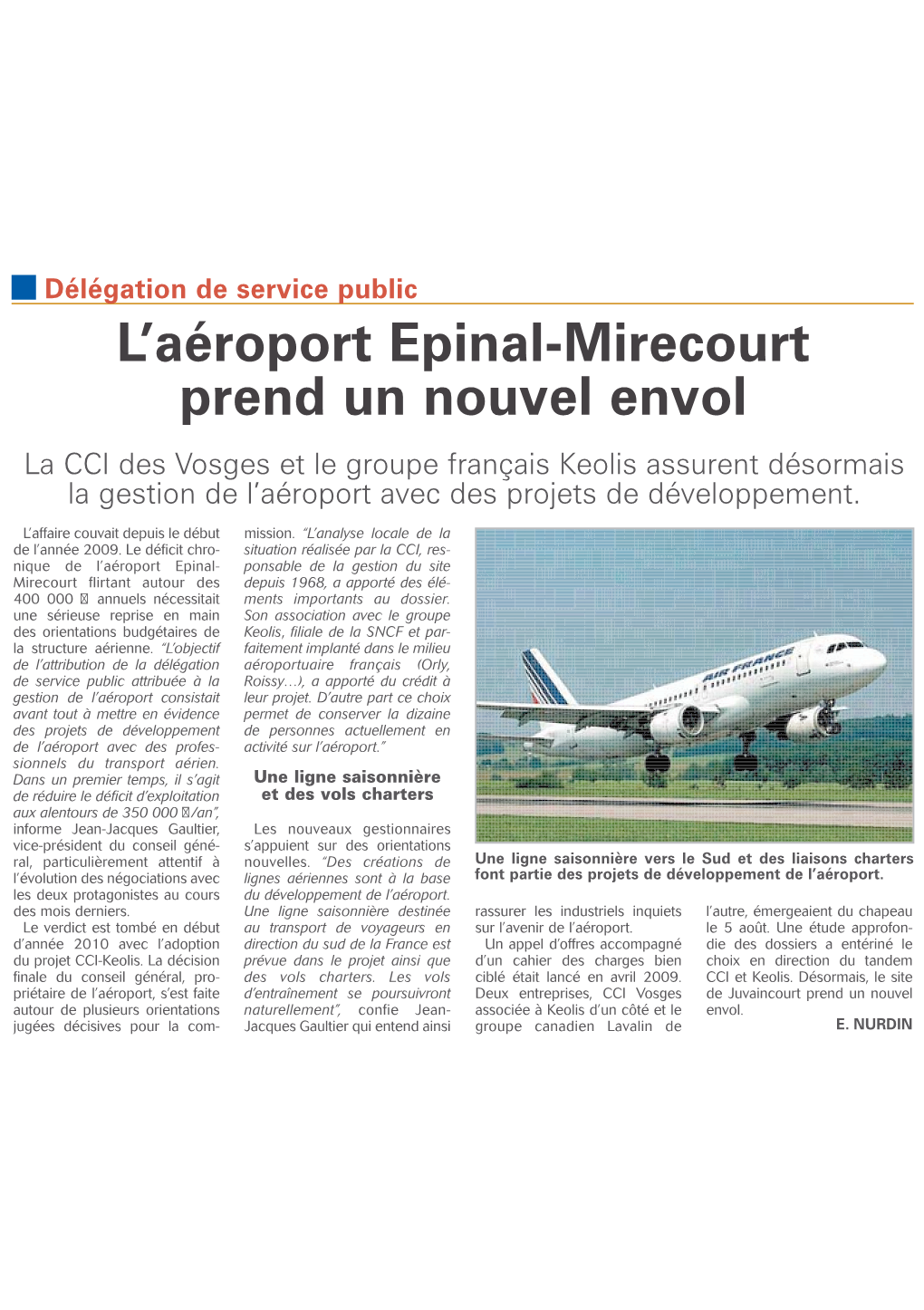 L'aéroport Epinal-Mirecourt Prend Un Nouv El Env Ol