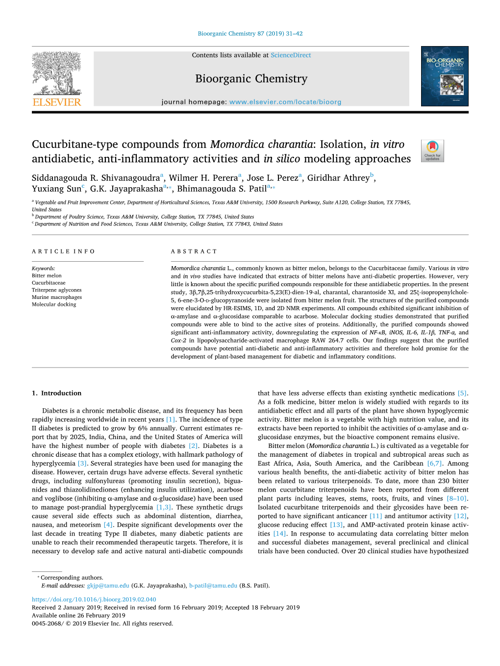 Cucurbitane-Type Compounds from Momordica Charantia Isolation, In