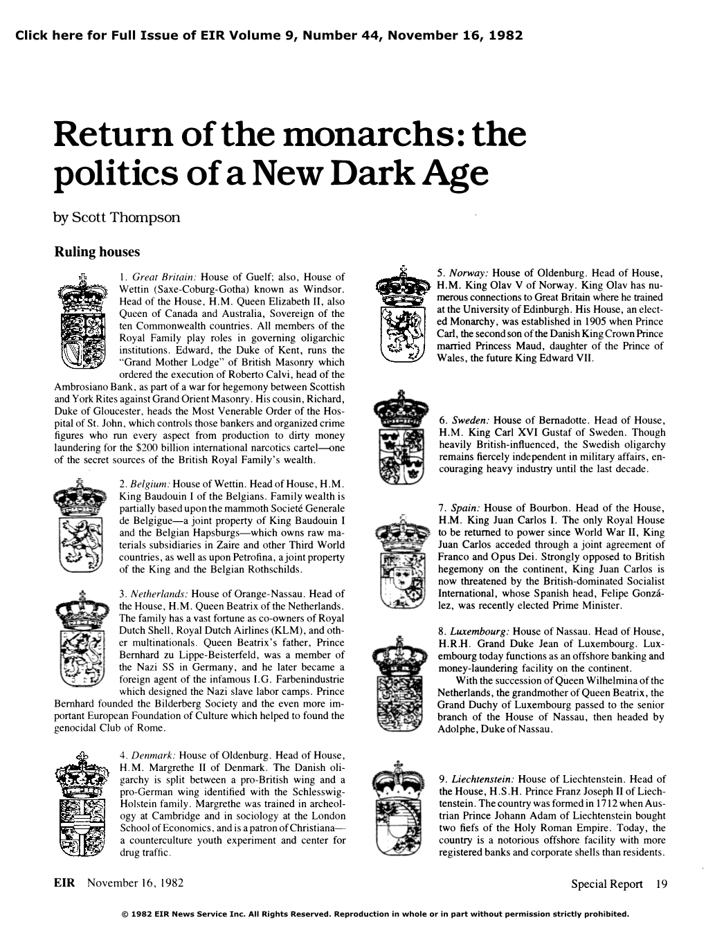Return of the Monarchs: the Politics of a New Dark Age