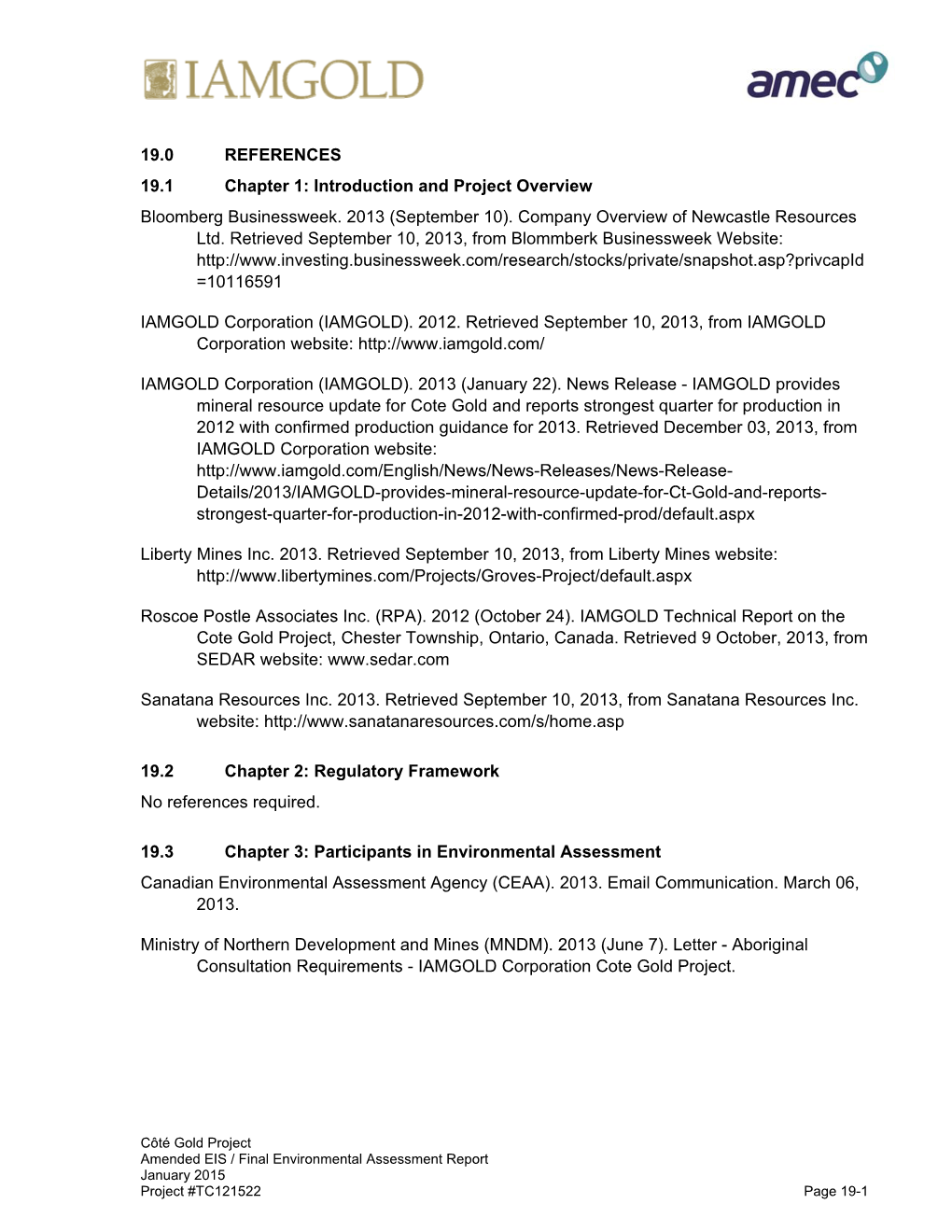 19.0 REFERENCES 19.1 Chapter 1: Introduction and Project Overview Bloomberg Businessweek