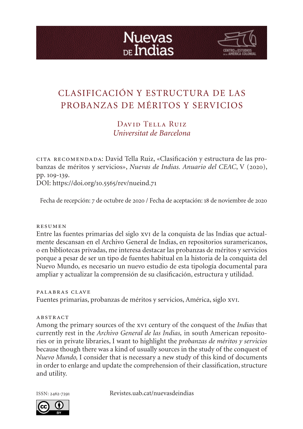 Clasificación Y Estructura De Las Probanzas De Méritos Y Servicios