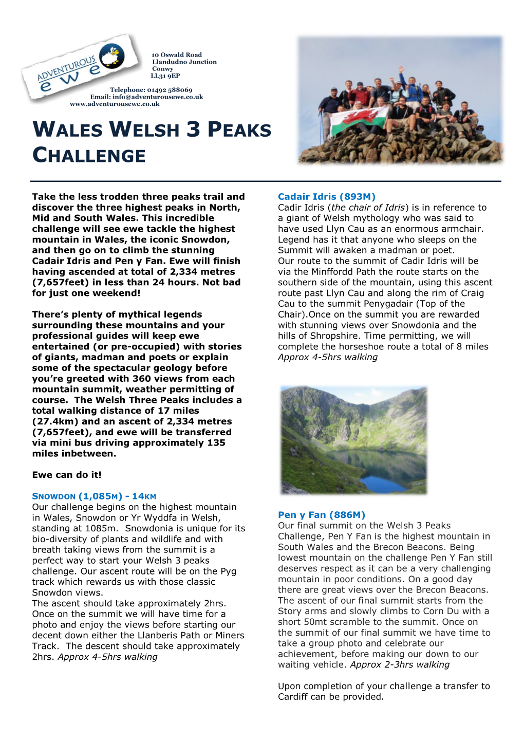 Wales Welsh 3 Peaks Challenge