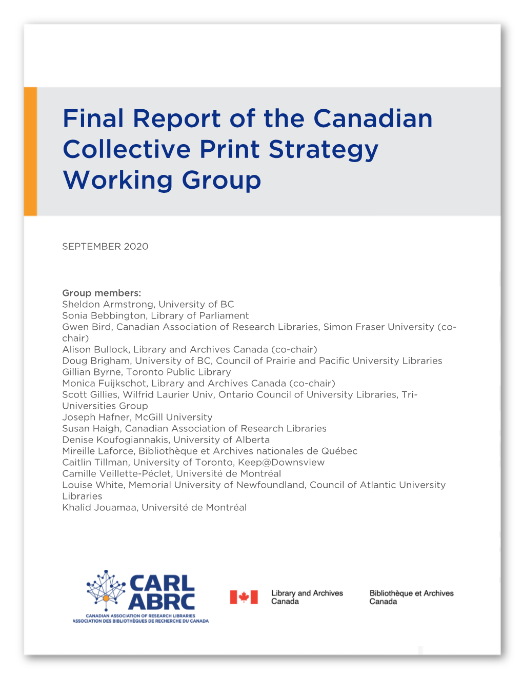 Final Report of the Canadian Collective Print Strategy Working Group