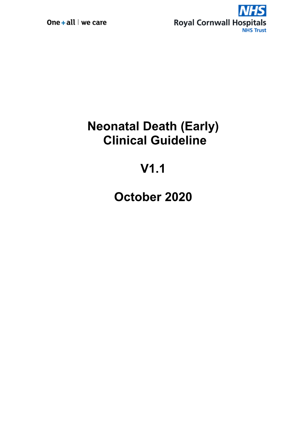 Neonatal Death (Early) Clinical Guideline V1.1 October 2020