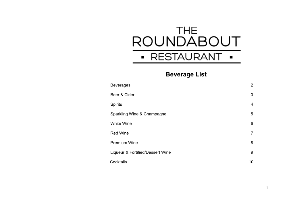 Beverage List