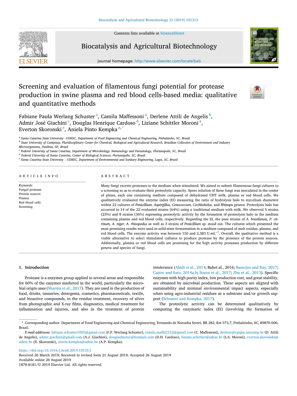 Screening and Evaluation of Filamentous Fungi Potential for Protease Production in Swine Plasma and Red Blood Cells-Based Media: Qualitative and Quantitative Methods