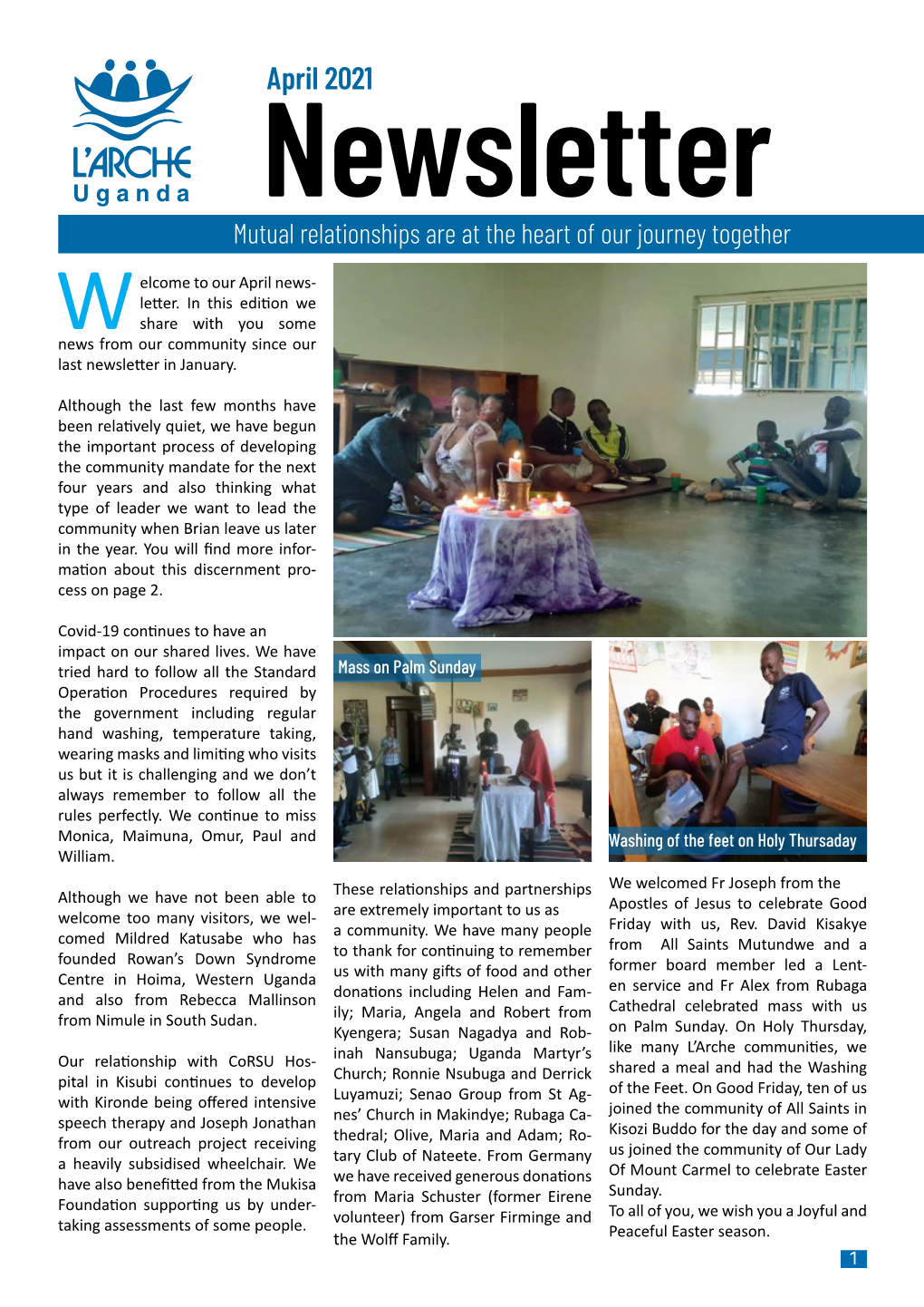 L'arche Uganda Newsletter April 2021