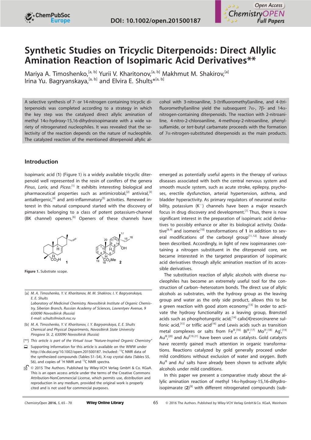 Direct Allylic Amination Reaction of Isopimaric Acid Derivatives** Mariyaa.Timoshenko,[A, B] Yurii V
