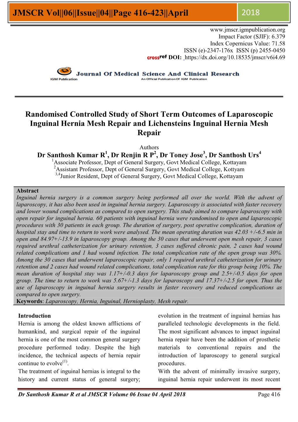 JMSCR Vol||06||Issue||04||Page 416-423||April 2018