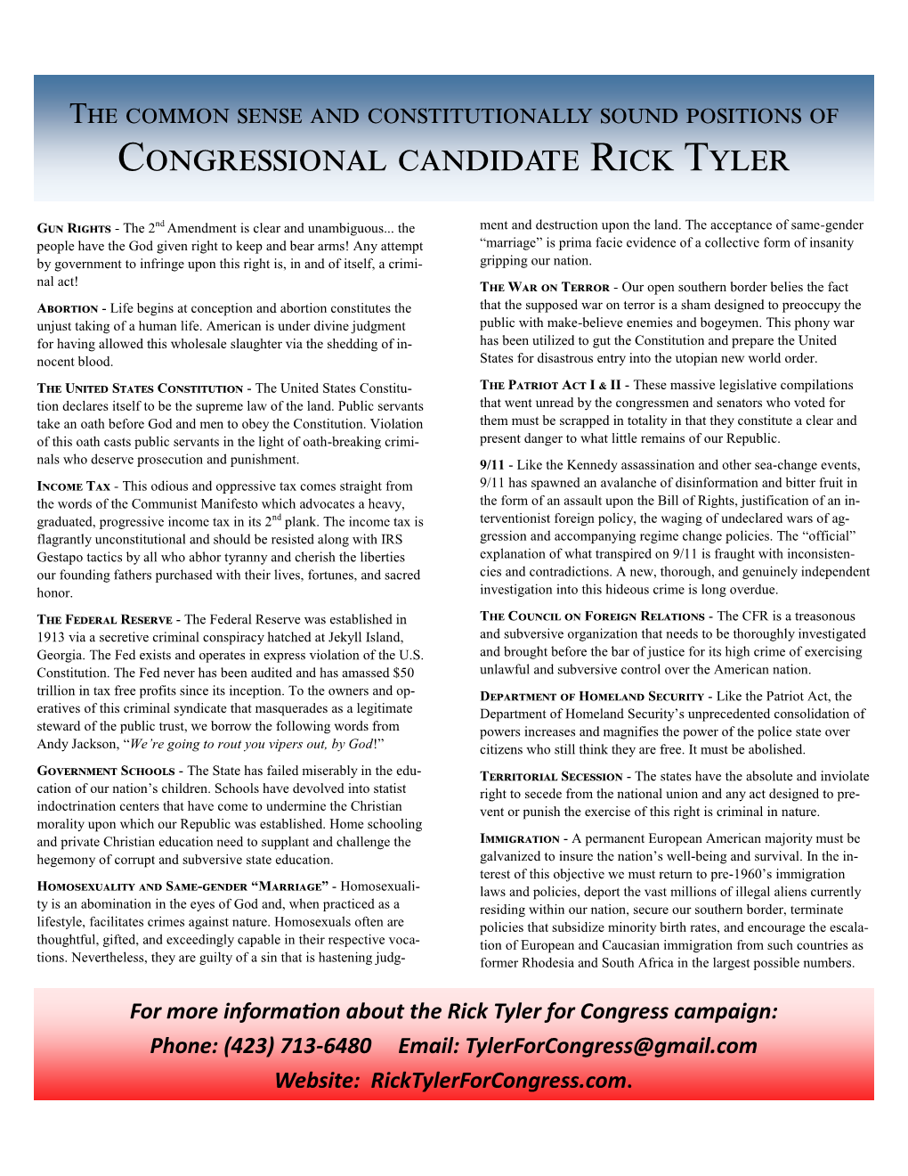 Congressional Candidate Rick Tyler