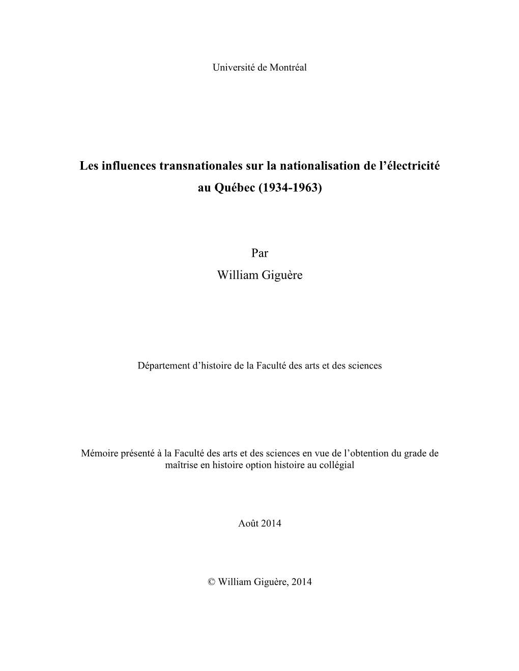 Les Influences Transnationales Sur La Nationalisation De L'électricité Au