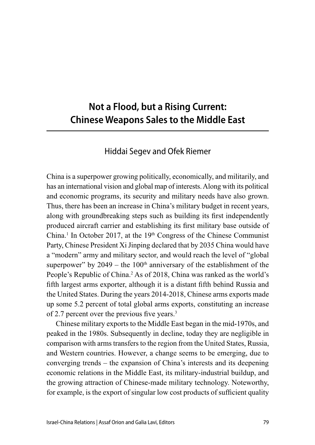 Chinese Weapons Sales to the Middle East