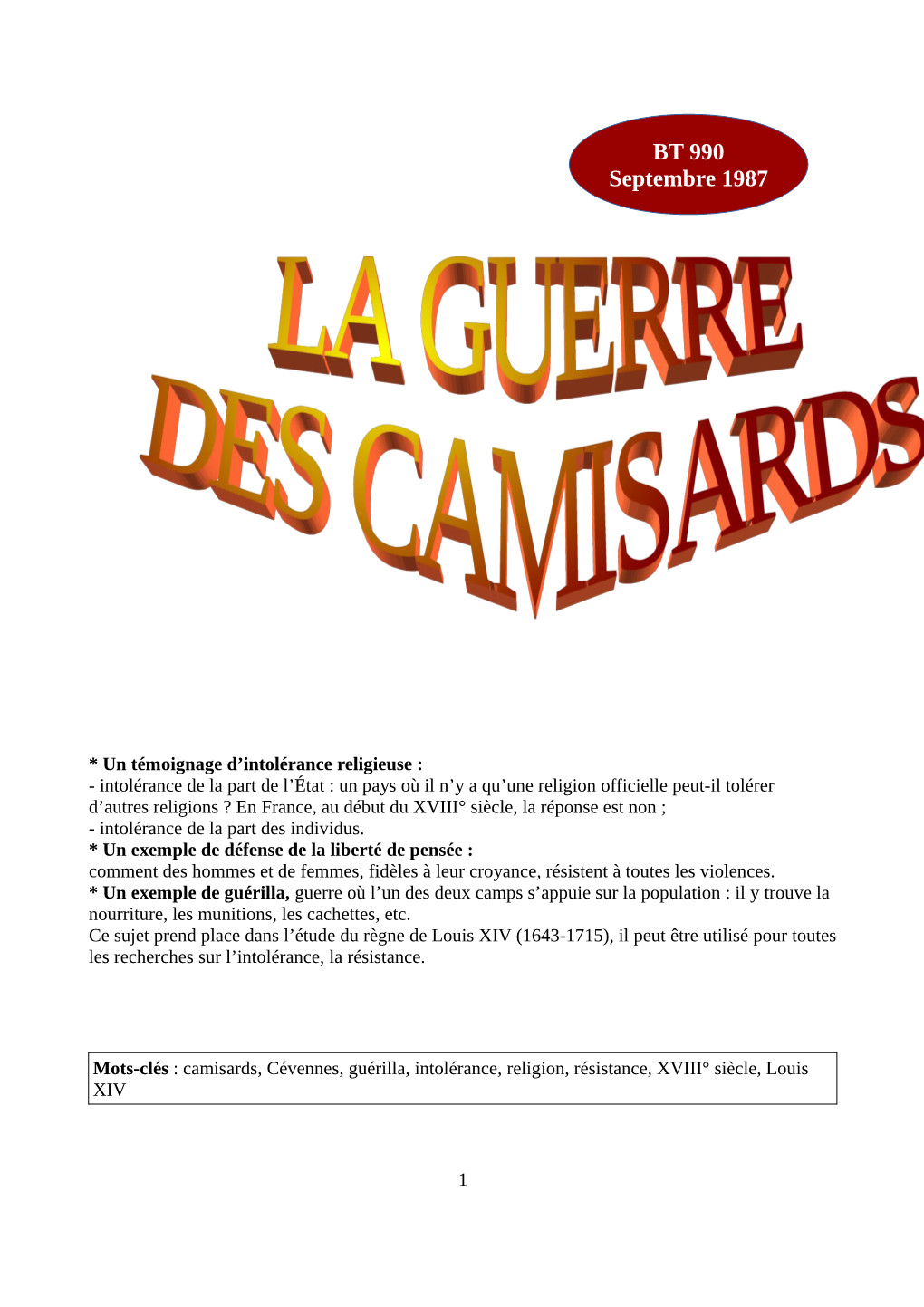 BT N°990, La Guerre Des Camisards .Pdf