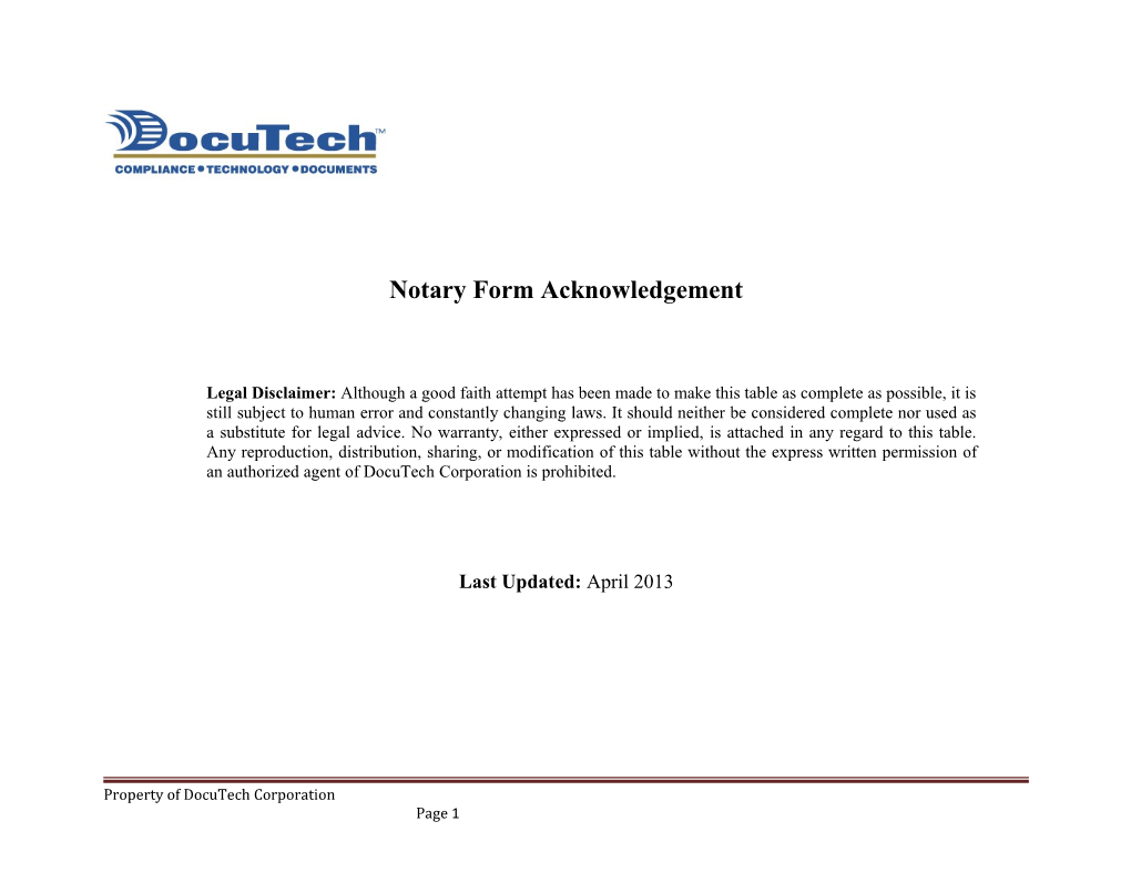 Notary Form Acknowledgement