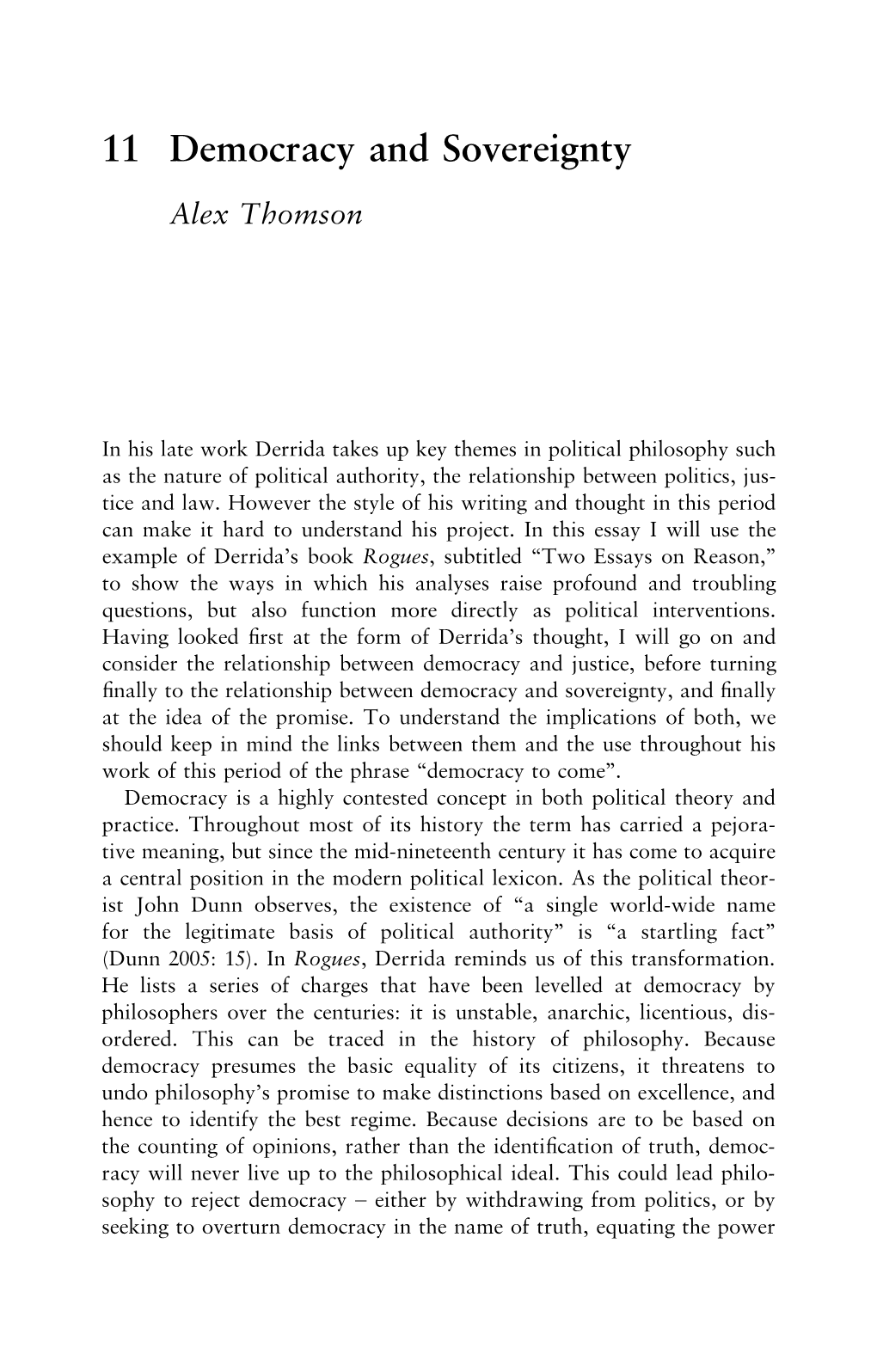 Democracy and Sovereignty Alex Thomson