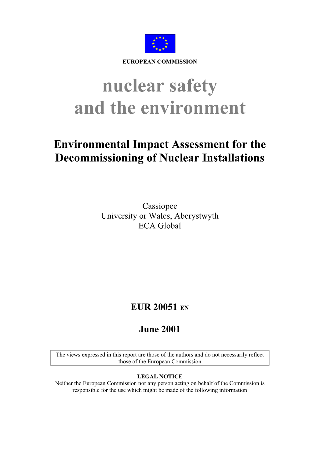Environmental Impact Assessment for the Decommissioning of Nuclear Installations
