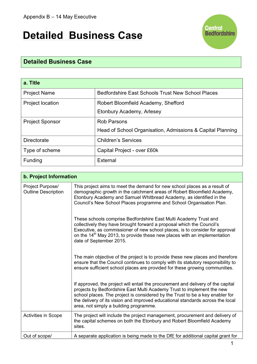 Detailed Business Case