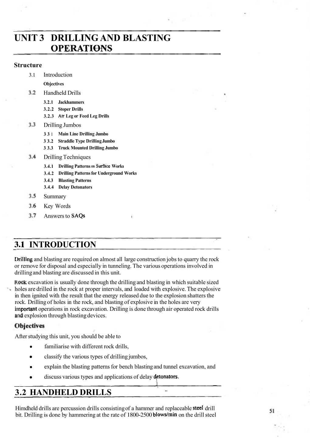 Unit 3 Drilling and Blasting Operatibns