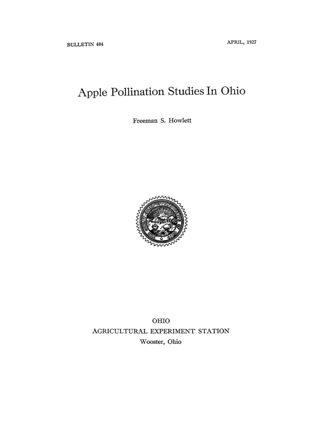 Apple Pollination Studies in Ohio