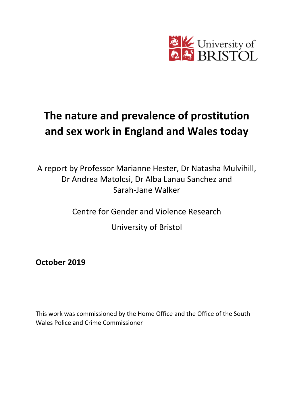 The Nature and Prevalence of Prostitution and Sex Work in England and Wales Today