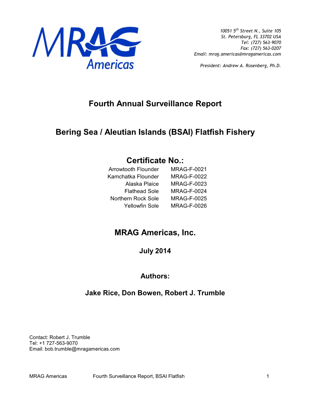 (BSAI) Flatfish Fishery Certificate