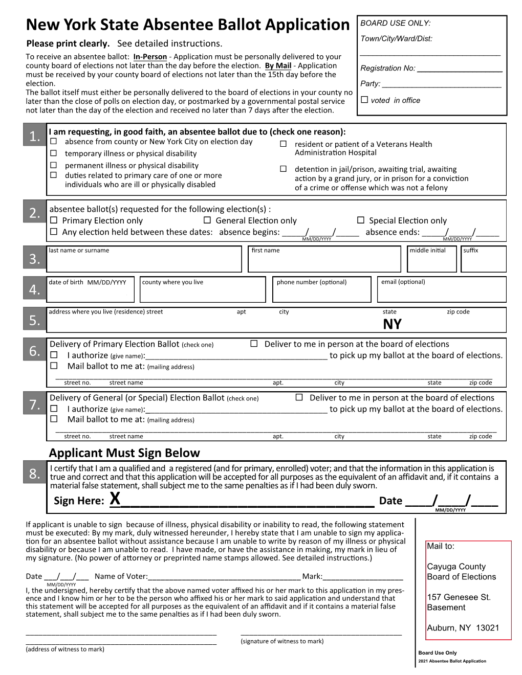 Absentee Ballot Application Instructions