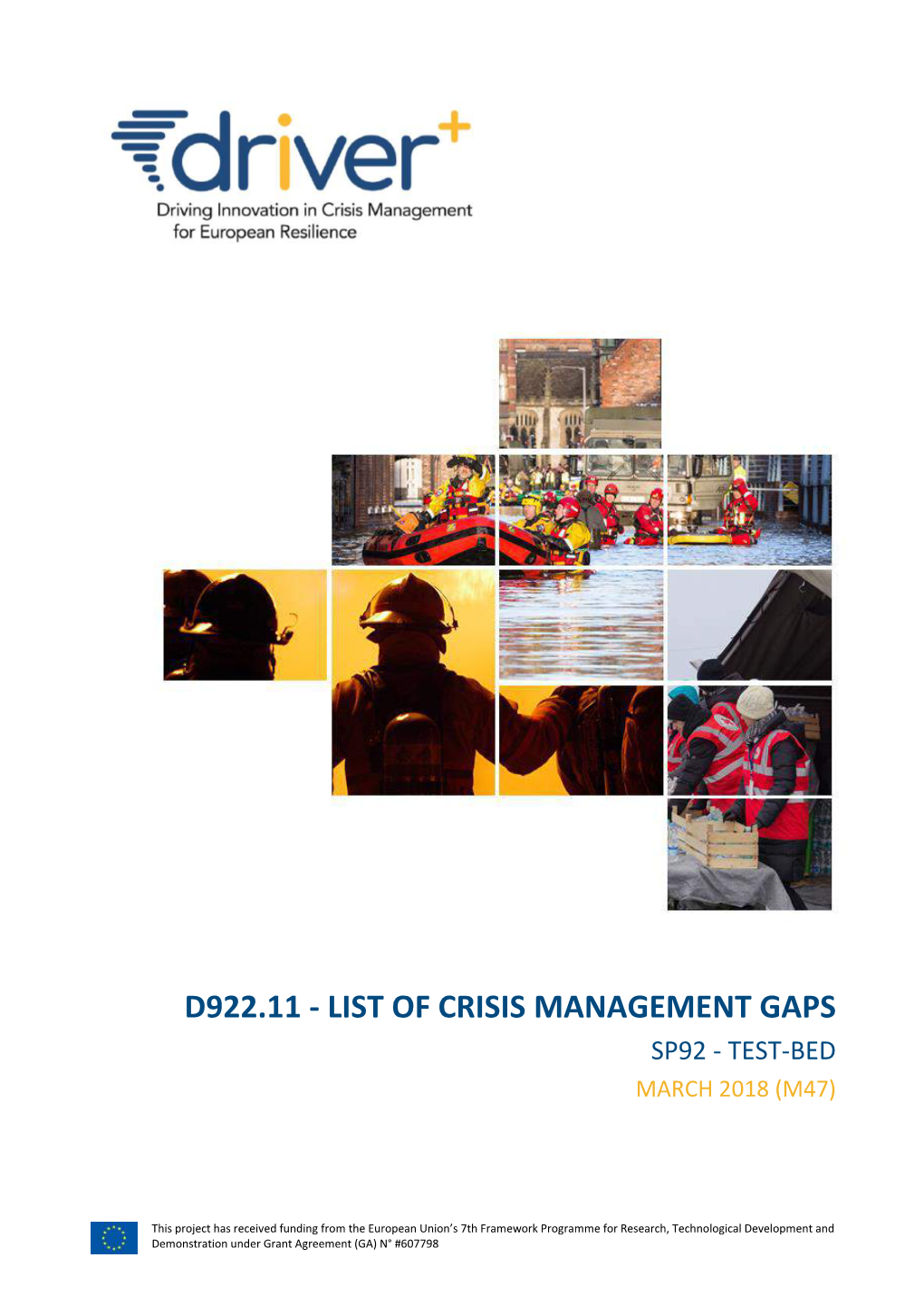 D922.11 - List of Crisis Management Gaps Sp92 - Test-Bed March 2018 (M47)