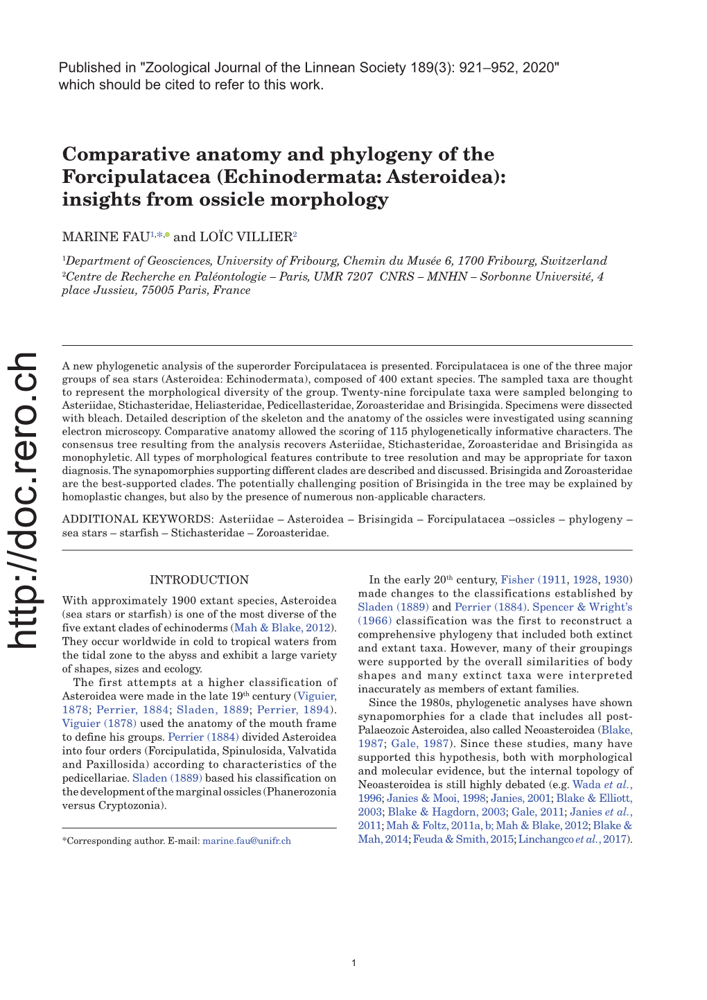 Comparative Anatomy and Phylogeny of the Forcipulatacea (Echinodermata: Asteroidea): Insights from Ossicle Morphology