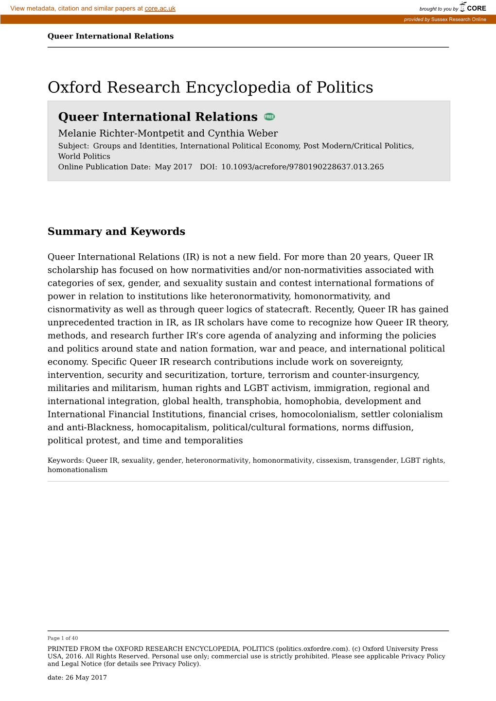 Queer International Relations