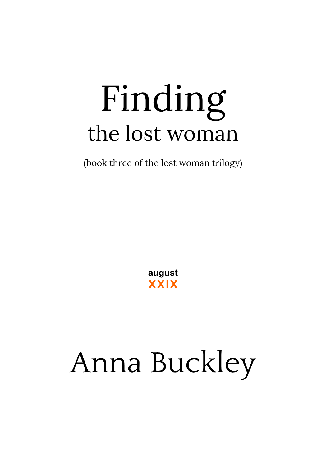 FINDING the Lost Woman by Anna Buckley