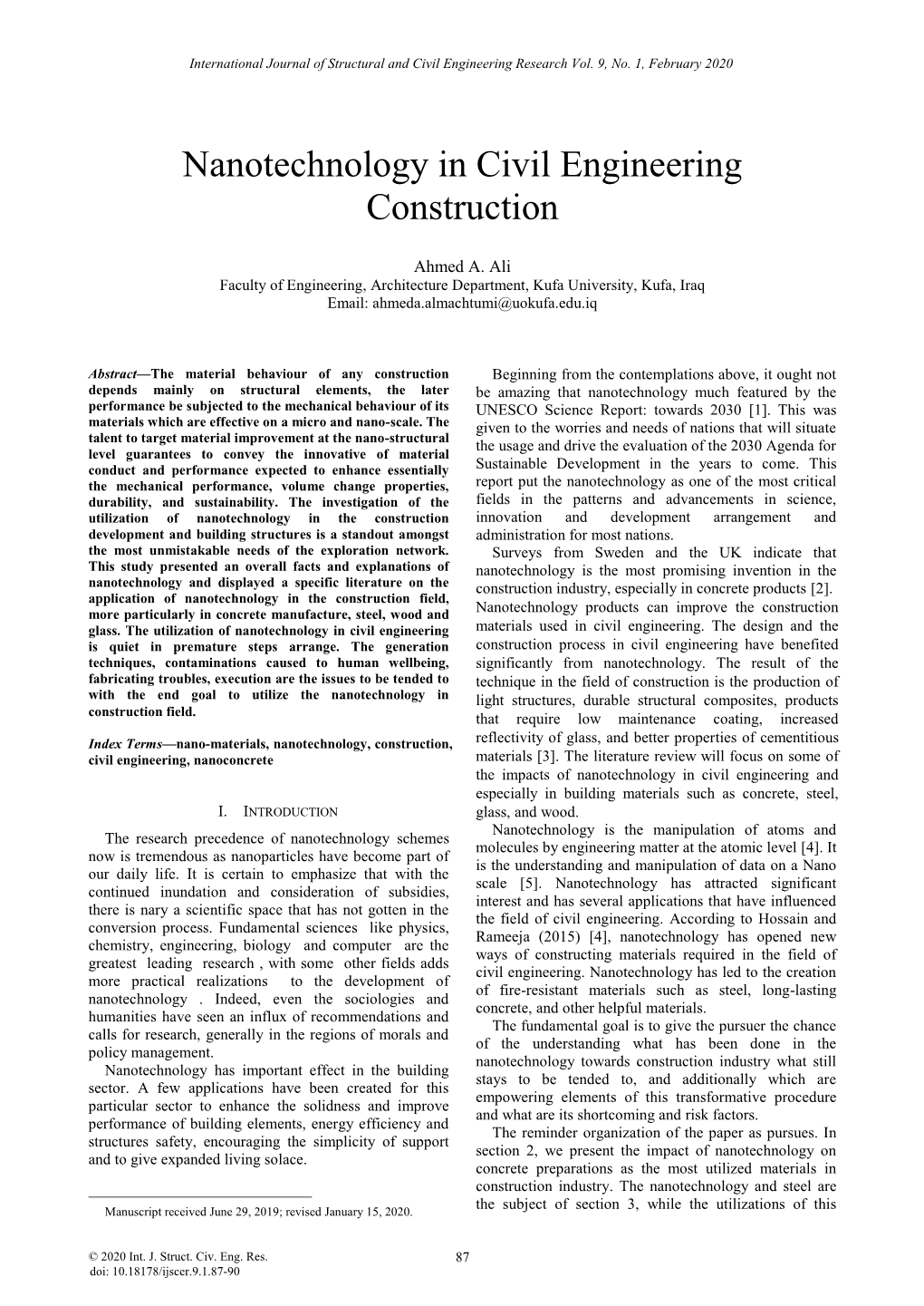 Nanotechnology in Civil Engineering Construction