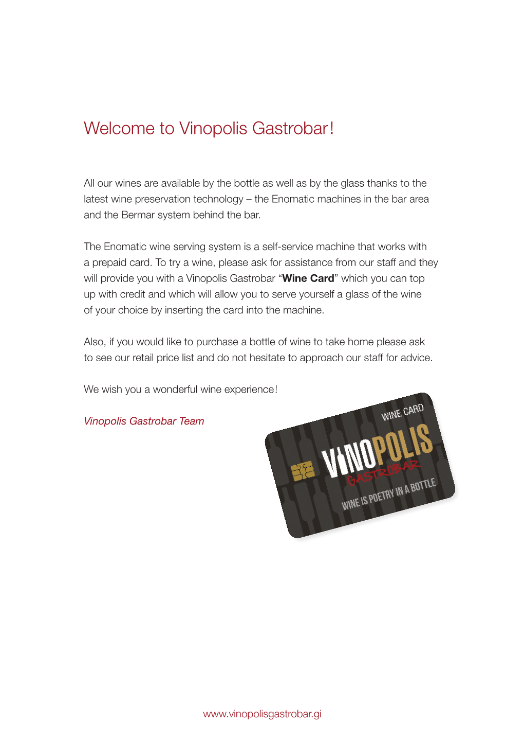 Welcome to Vinopolis Gastrobar!