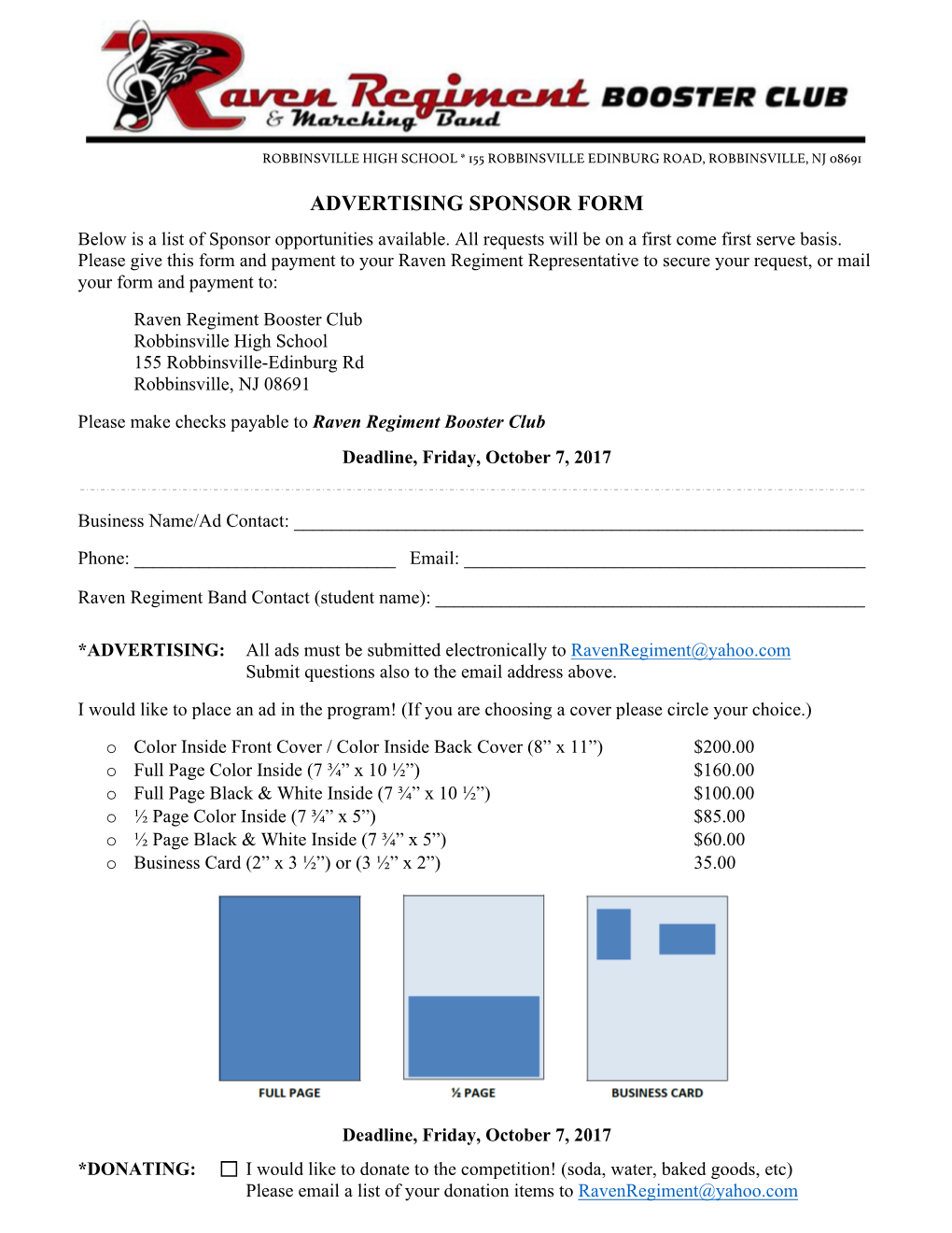 Advertising Sponsor Form