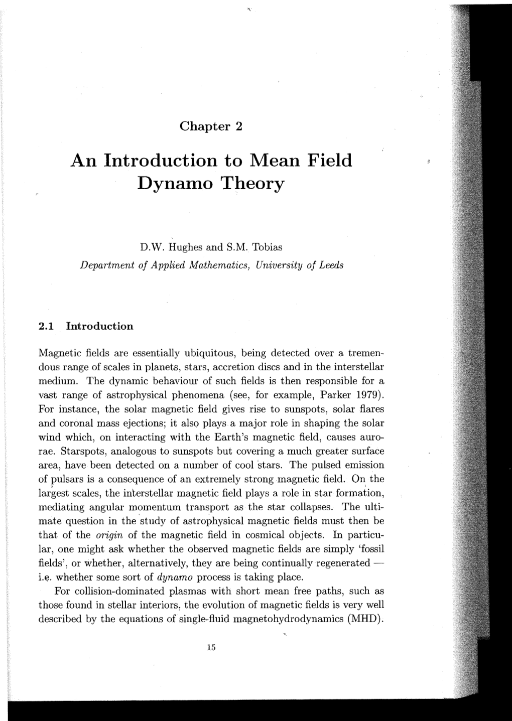 An Introduction to Mean Field Dynamo Theory