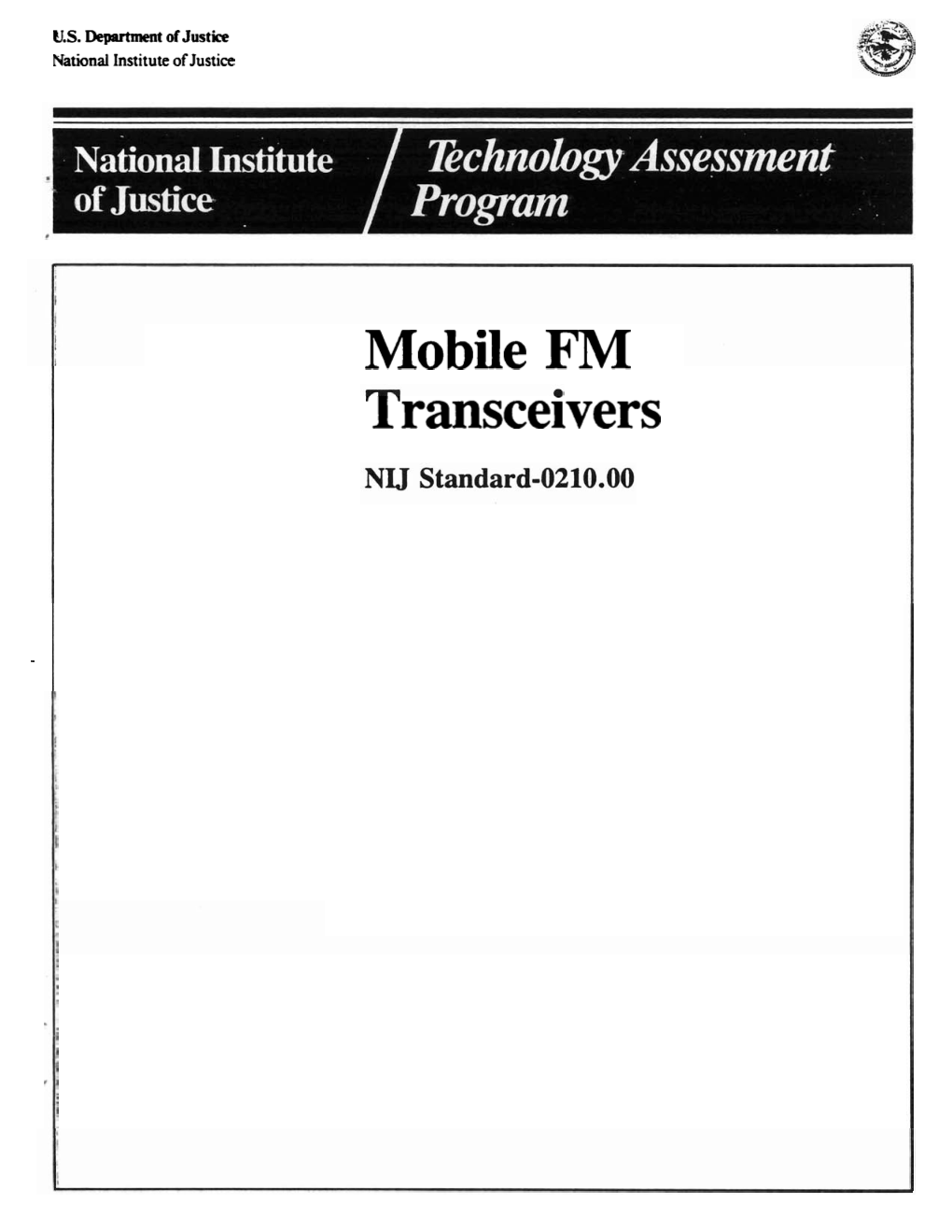 Mobile FM Transceivers NIJ Standard-0210.00