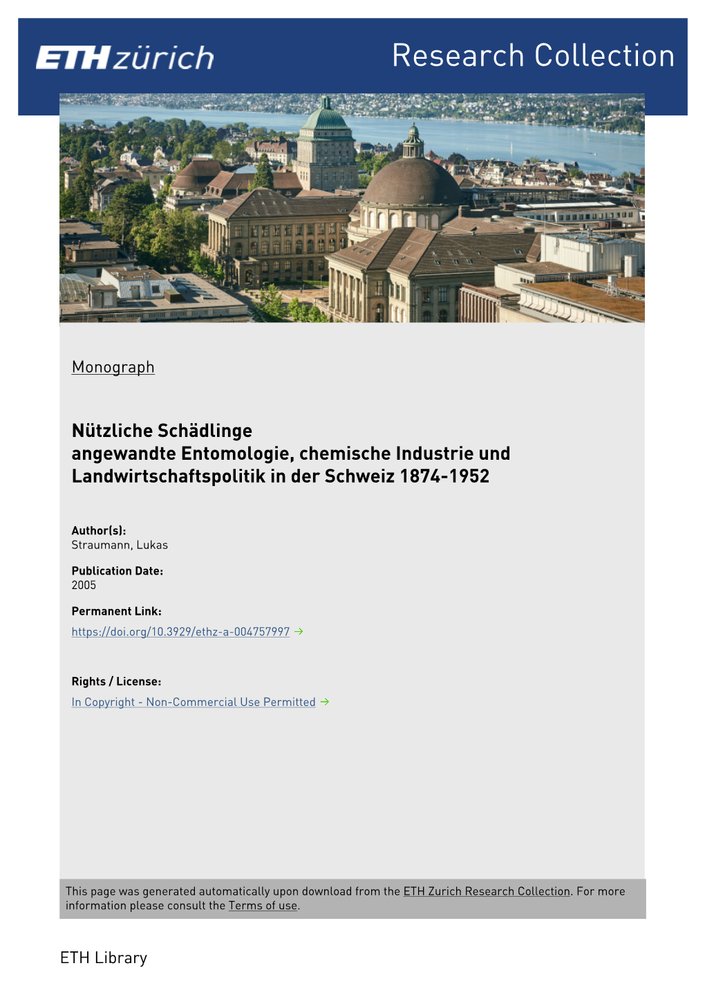 Nützliche Schädlinge Angewandte Entomologie, Chemische Industrie Und Landwirtschaftspolitik in Der Schweiz 1874-1952